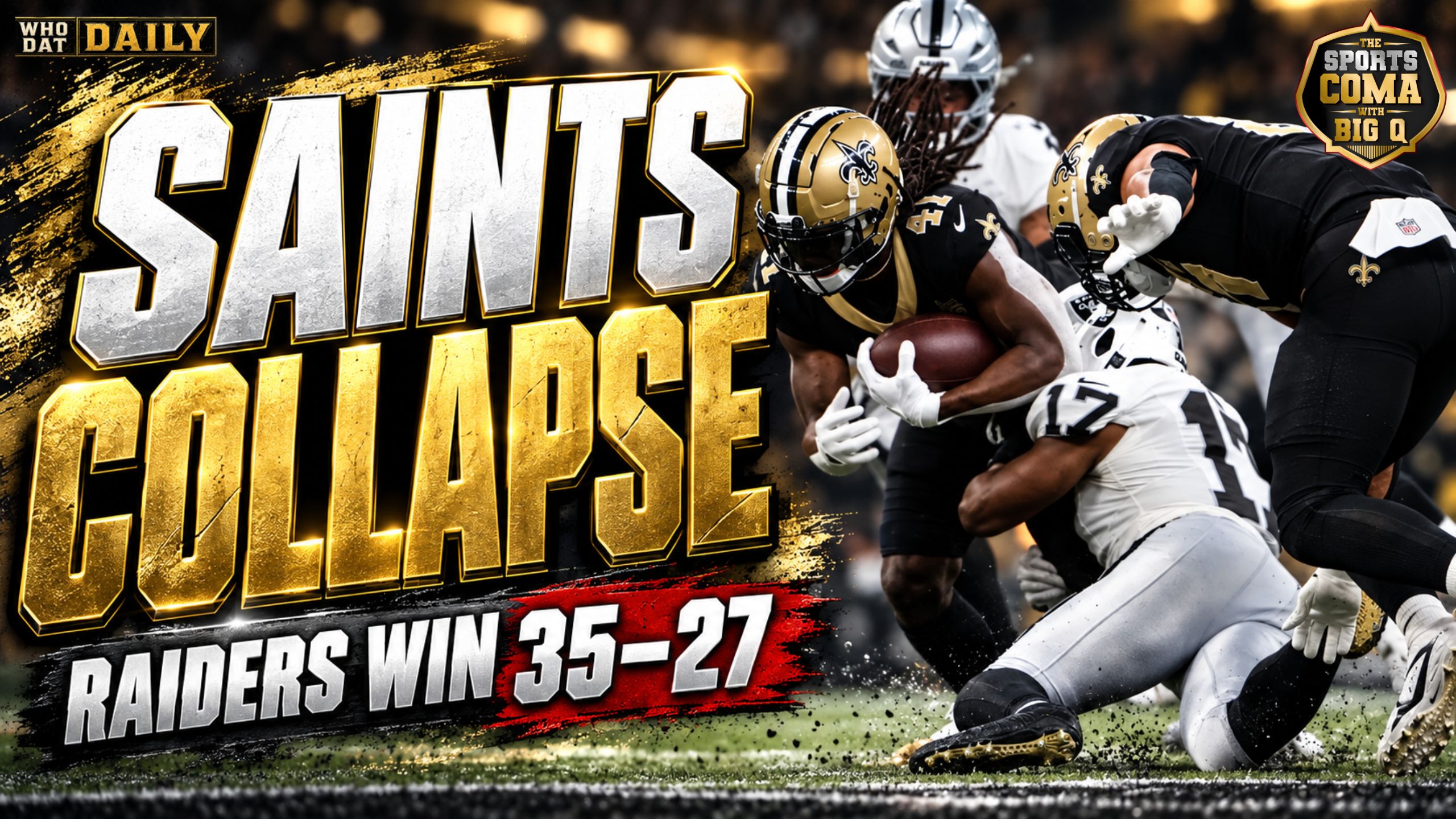 Tyler Shough and the New Orleans Saints react after blowing an 11-point lead against the Las Vegas Raiders.