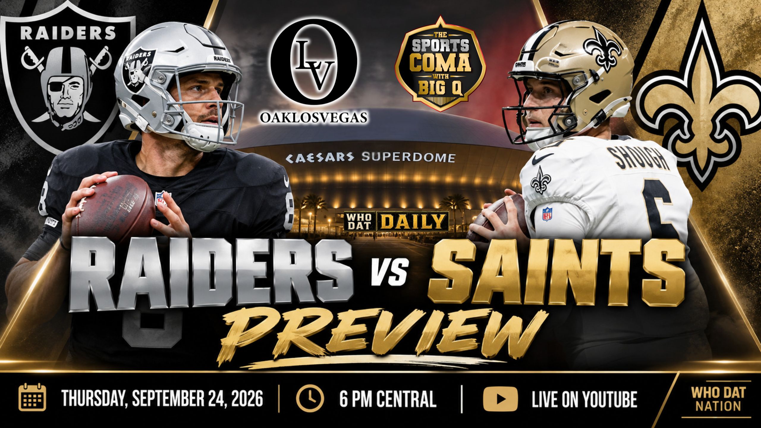 New Orleans Saints and Las Vegas Raiders players featured in a Week 3 preview for the 2026 NFL season.