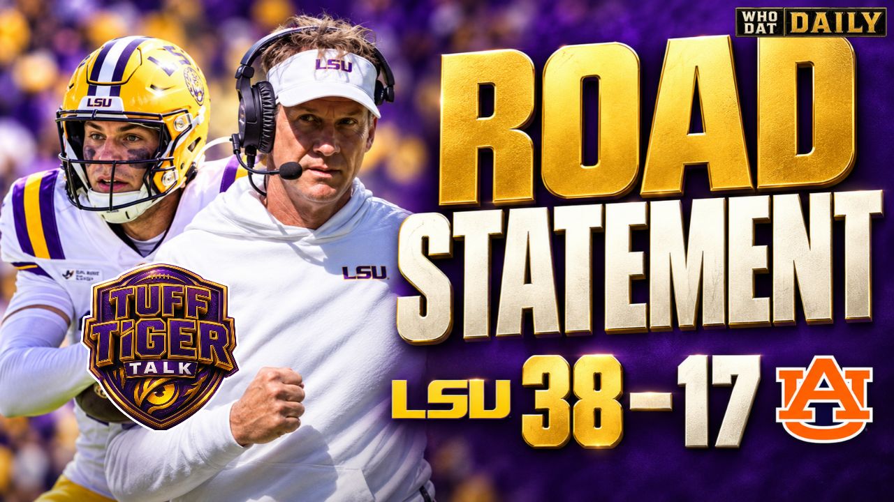 Match the wording to the selected photograph. If using a photo of Leavitt passing in this game: “LSU quarterback Sam Leavitt throws against Auburn at Jordan-Hare Stadium.”