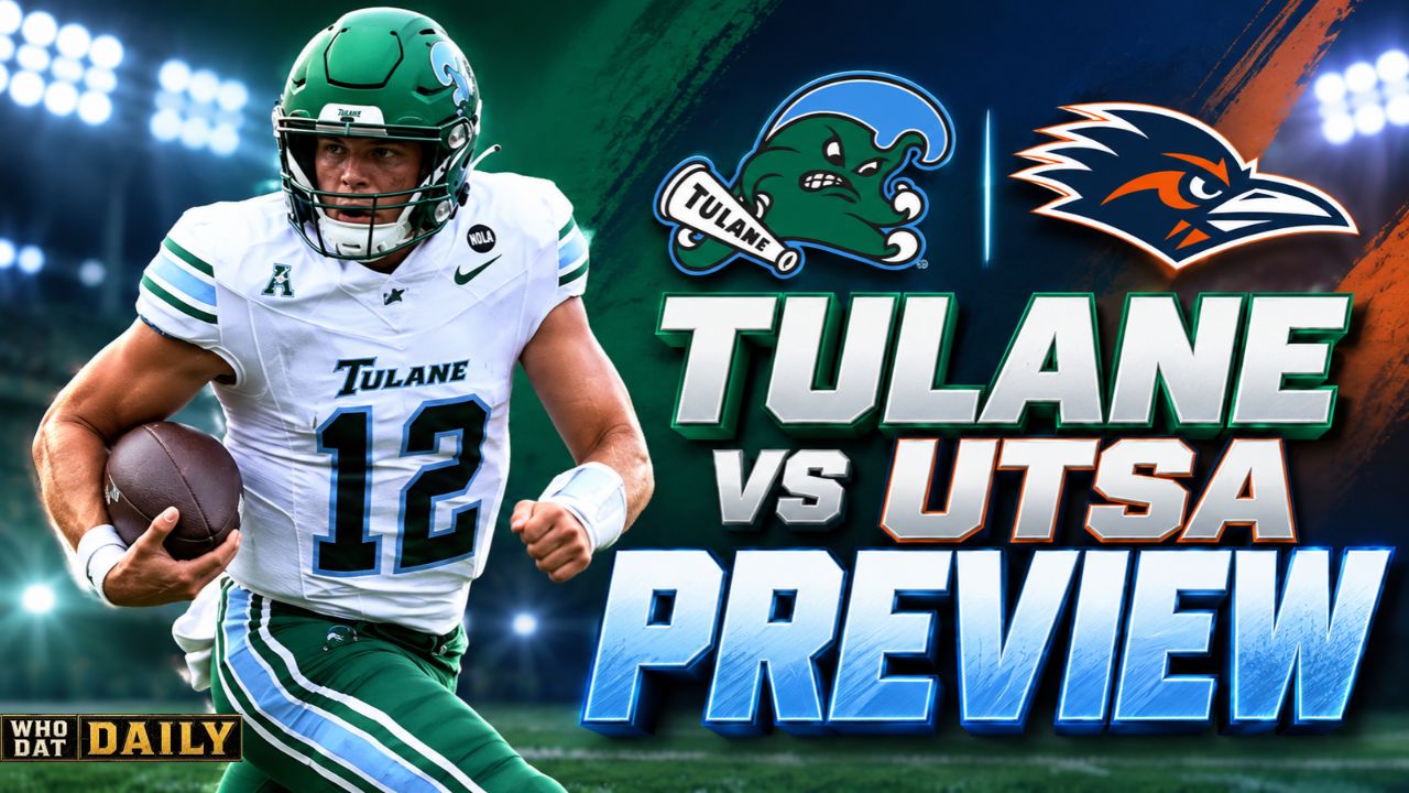 Tulane Green Wave and UTSA Roadrunners logos with October 24 matchup information.