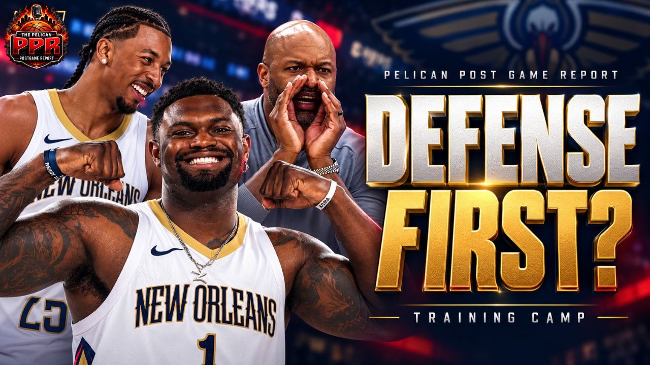Zion Williamson, Trey Murphy III and Jamahl Mosley in a PPR thumbnail reading Defense First?