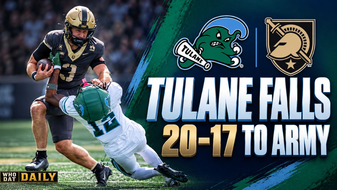 Tulane loses 20–17 to Army after a last-second field goal.